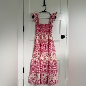 Sunday Up Pink and White Smocked Sundress